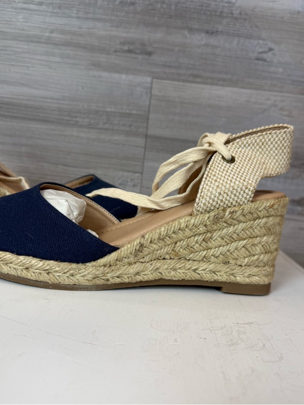 Journee Collection Monte Wedge Heel Espadrille Sandals - Blue - Size 5.5 - Picture 4 of 7